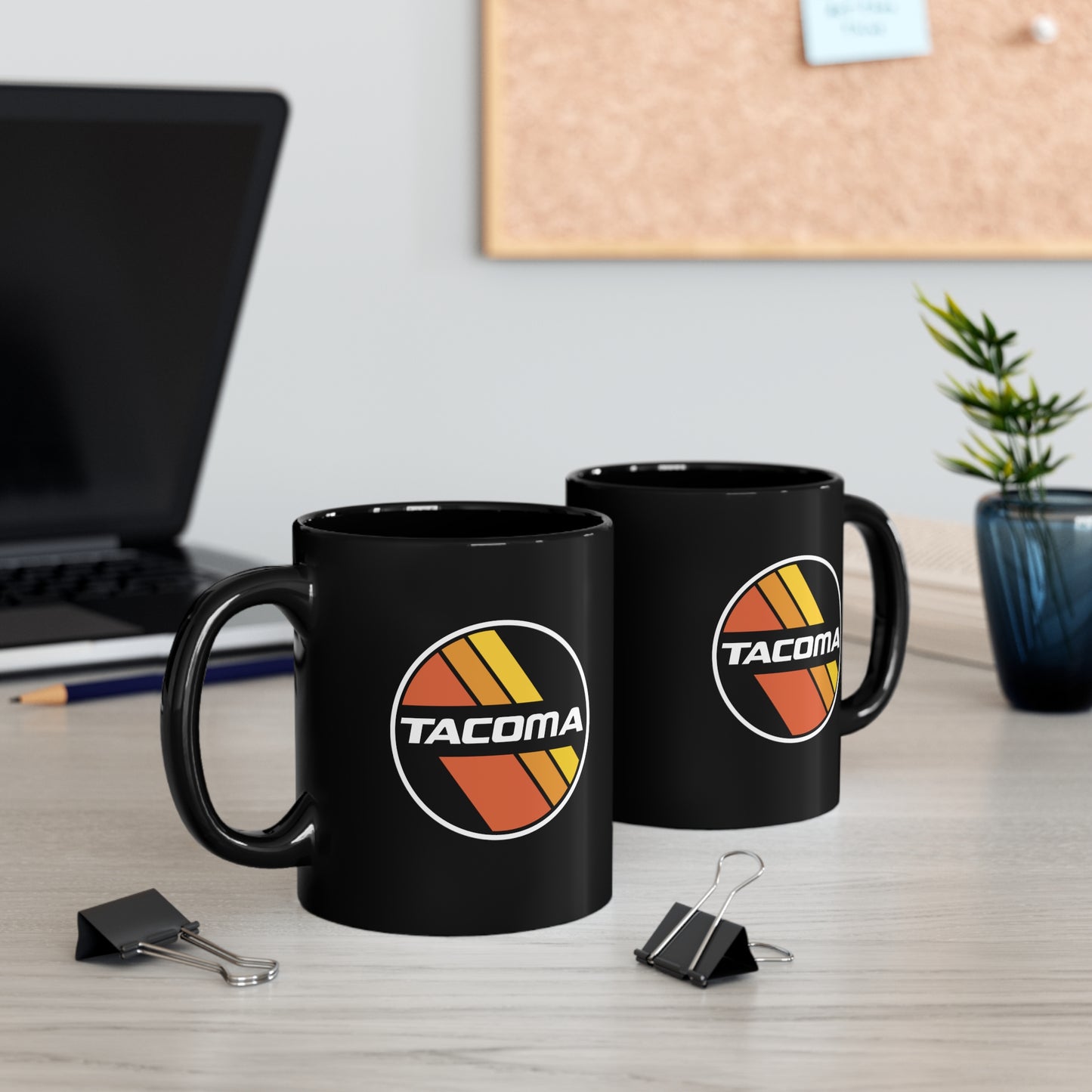 Tacoma Retro Stripes 11oz Black Mug