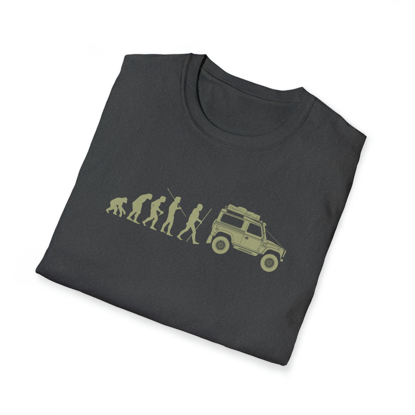 Evolution of Man: Land Rover Defender Unisex Softstyle T-Shirt