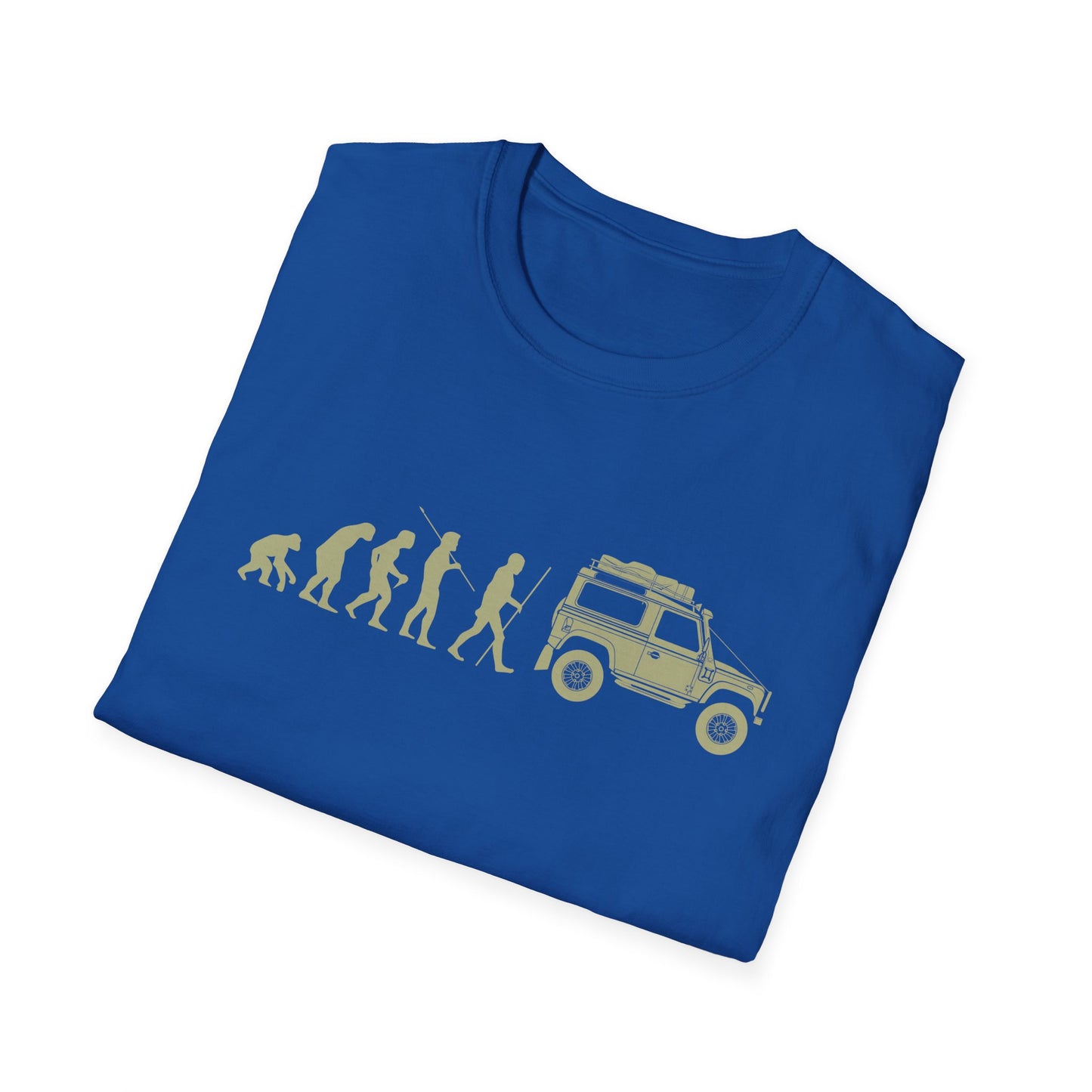 Evolution of Man: Land Rover Defender Unisex Softstyle T-Shirt