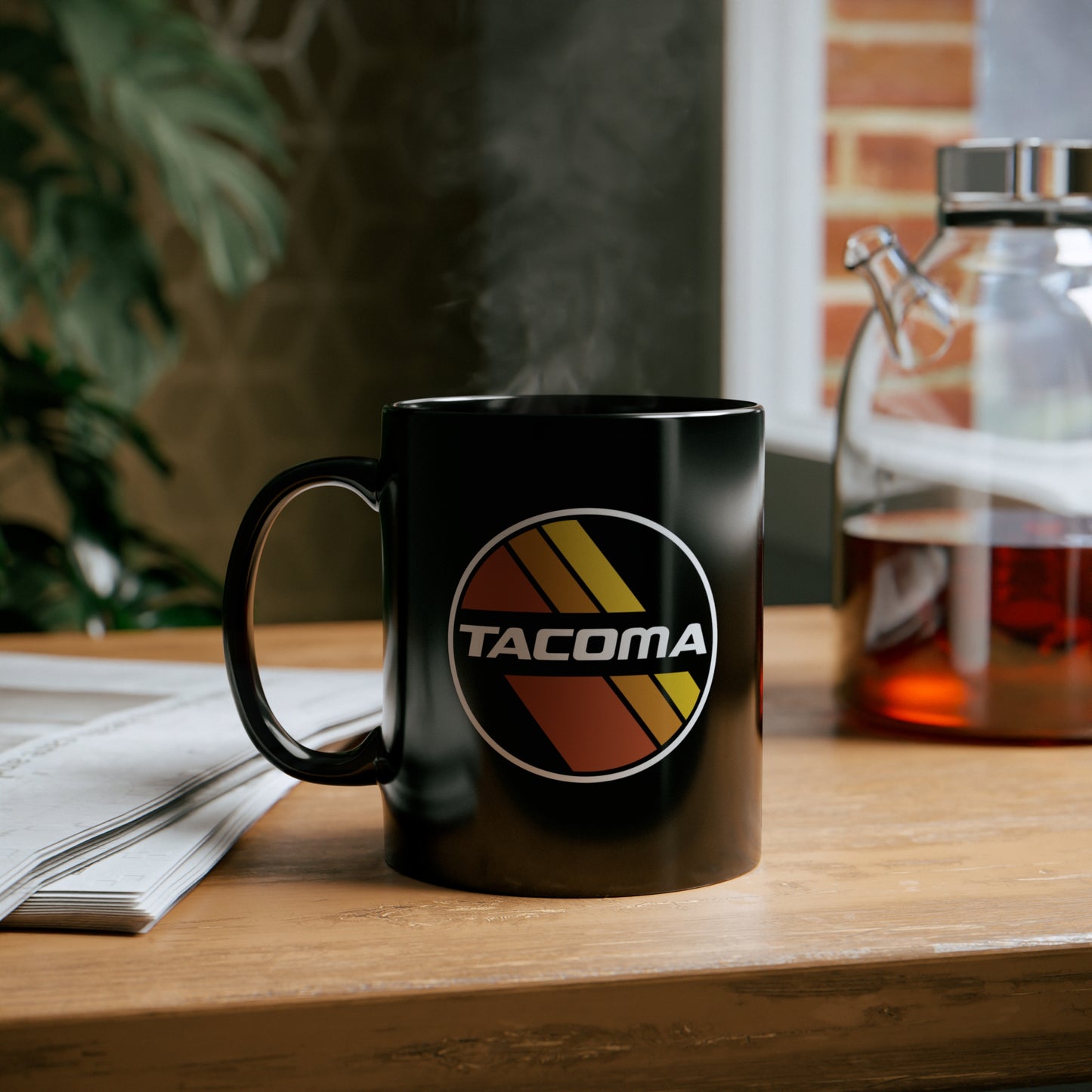 Tacoma Retro Stripes 11oz Black Mug