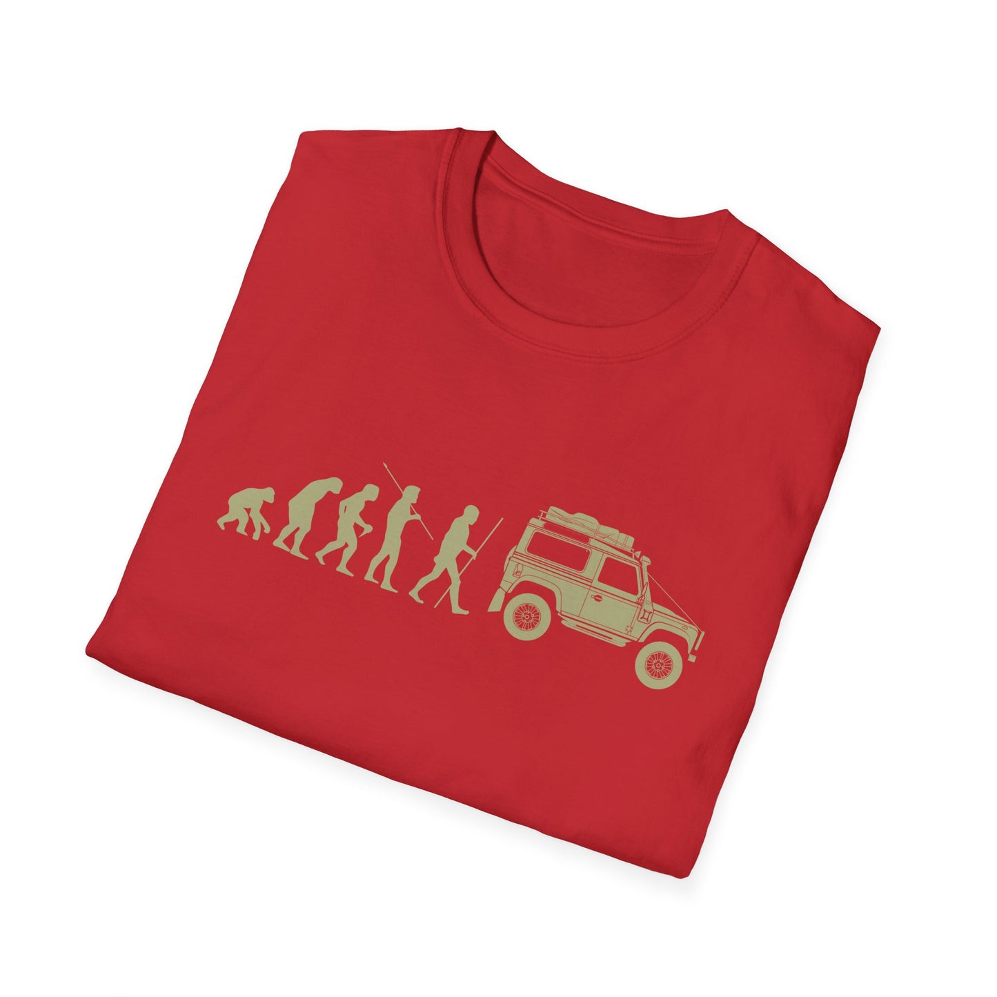 Evolution of Man: Land Rover Defender Unisex Softstyle T-Shirt
