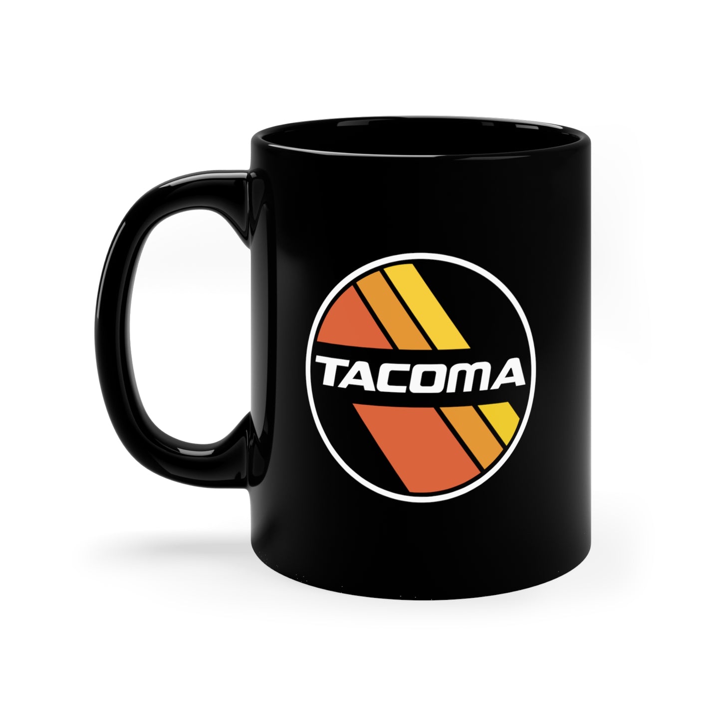 Tacoma Retro Stripes 11oz Black Mug