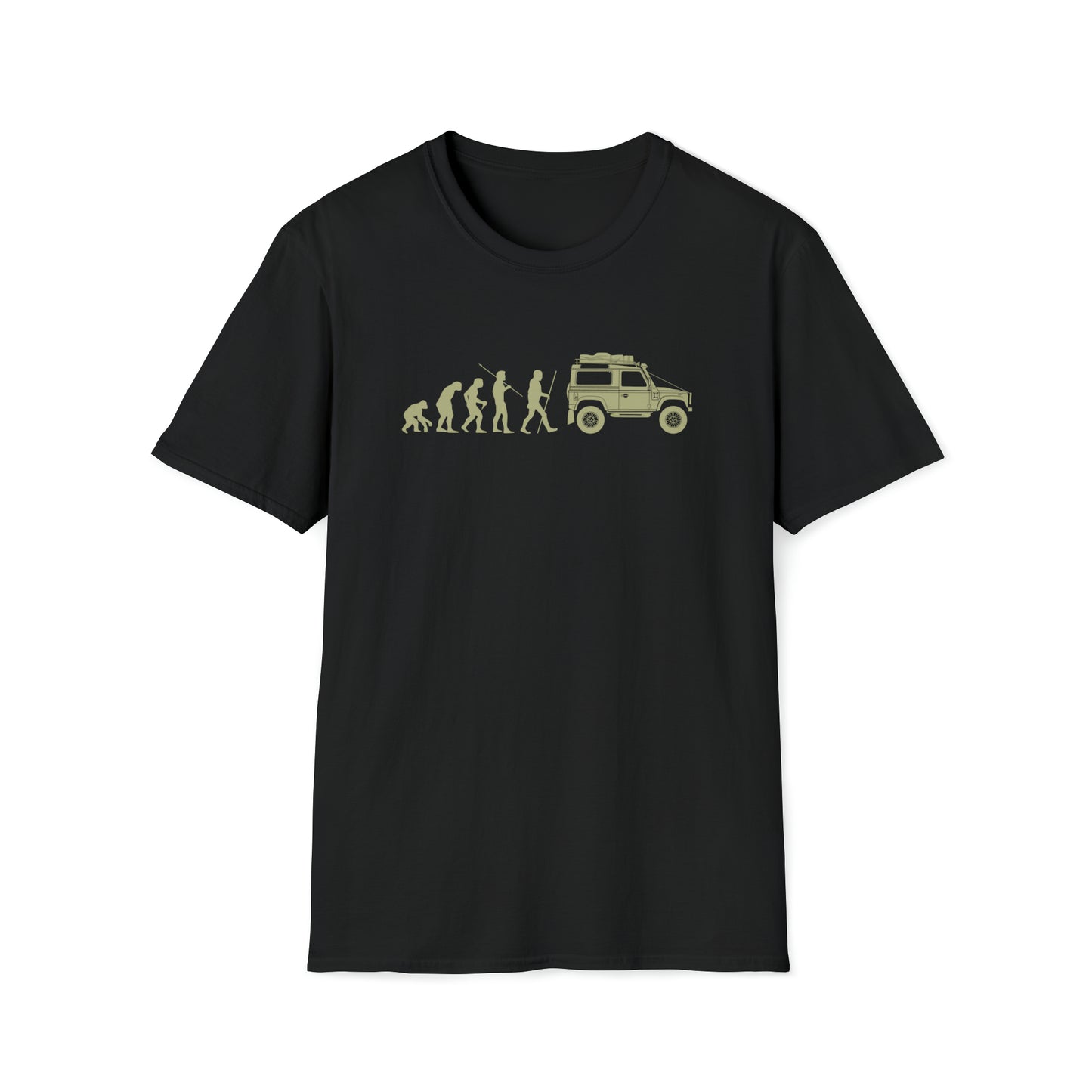 Evolution of Man: Land Rover Defender Unisex Softstyle T-Shirt