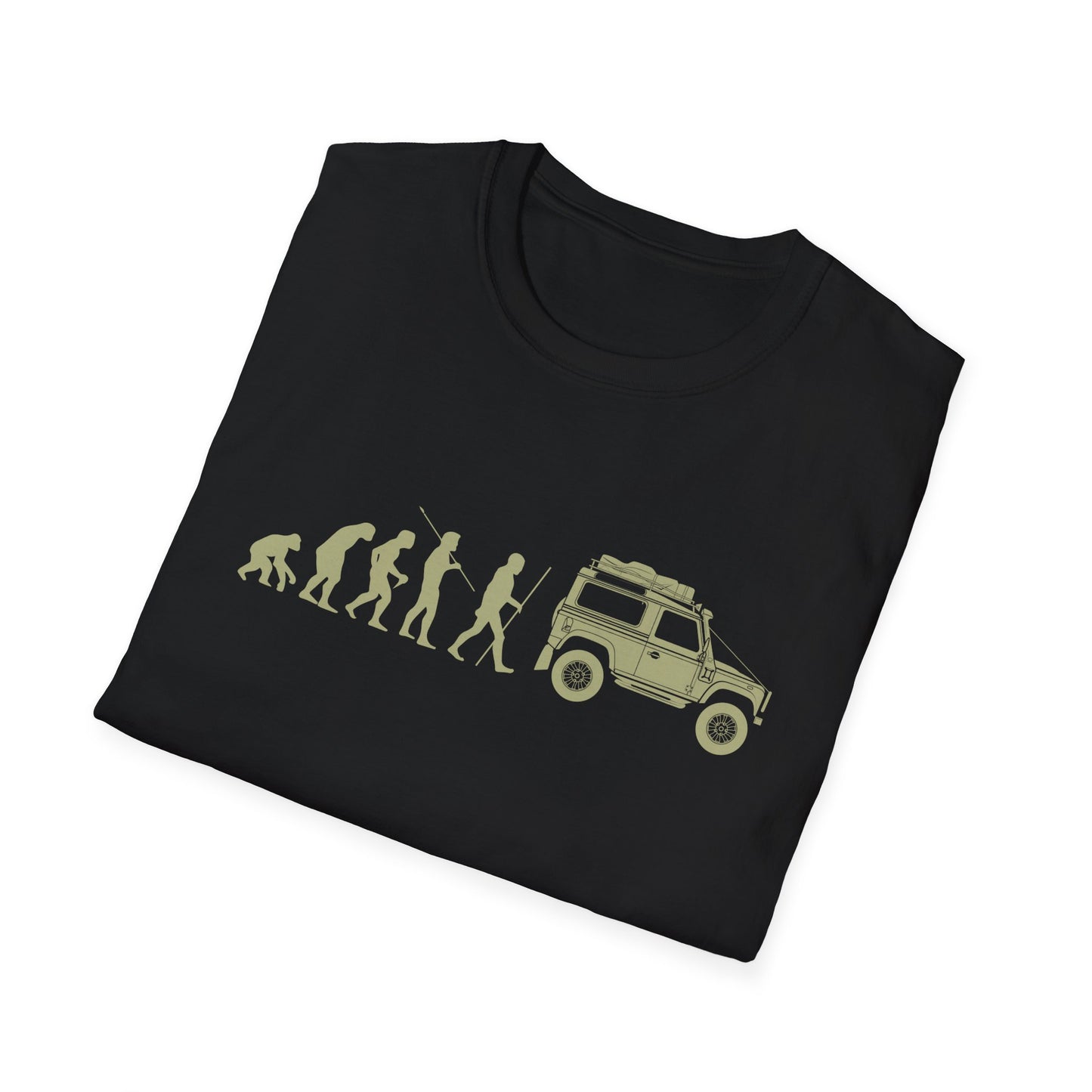 Evolution of Man: Land Rover Defender Unisex Softstyle T-Shirt